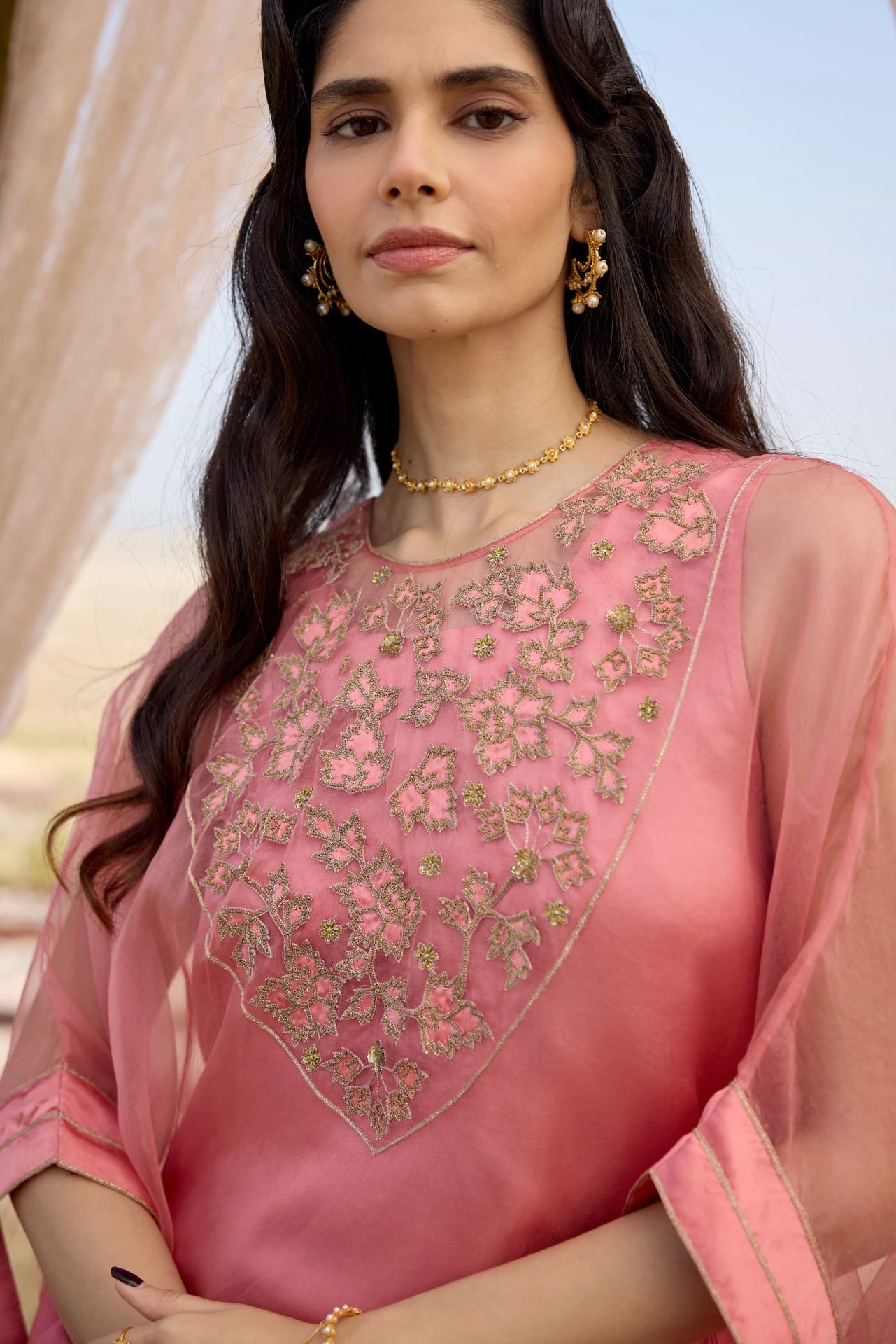 Kaftan Set - Peach Pink