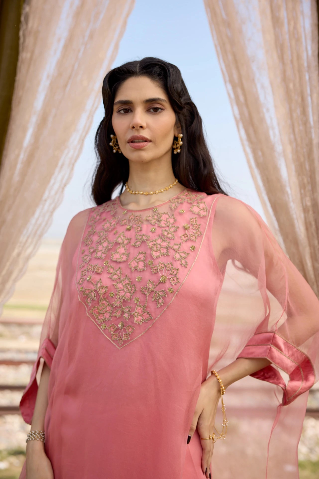 Kaftan Set - Peach Pink