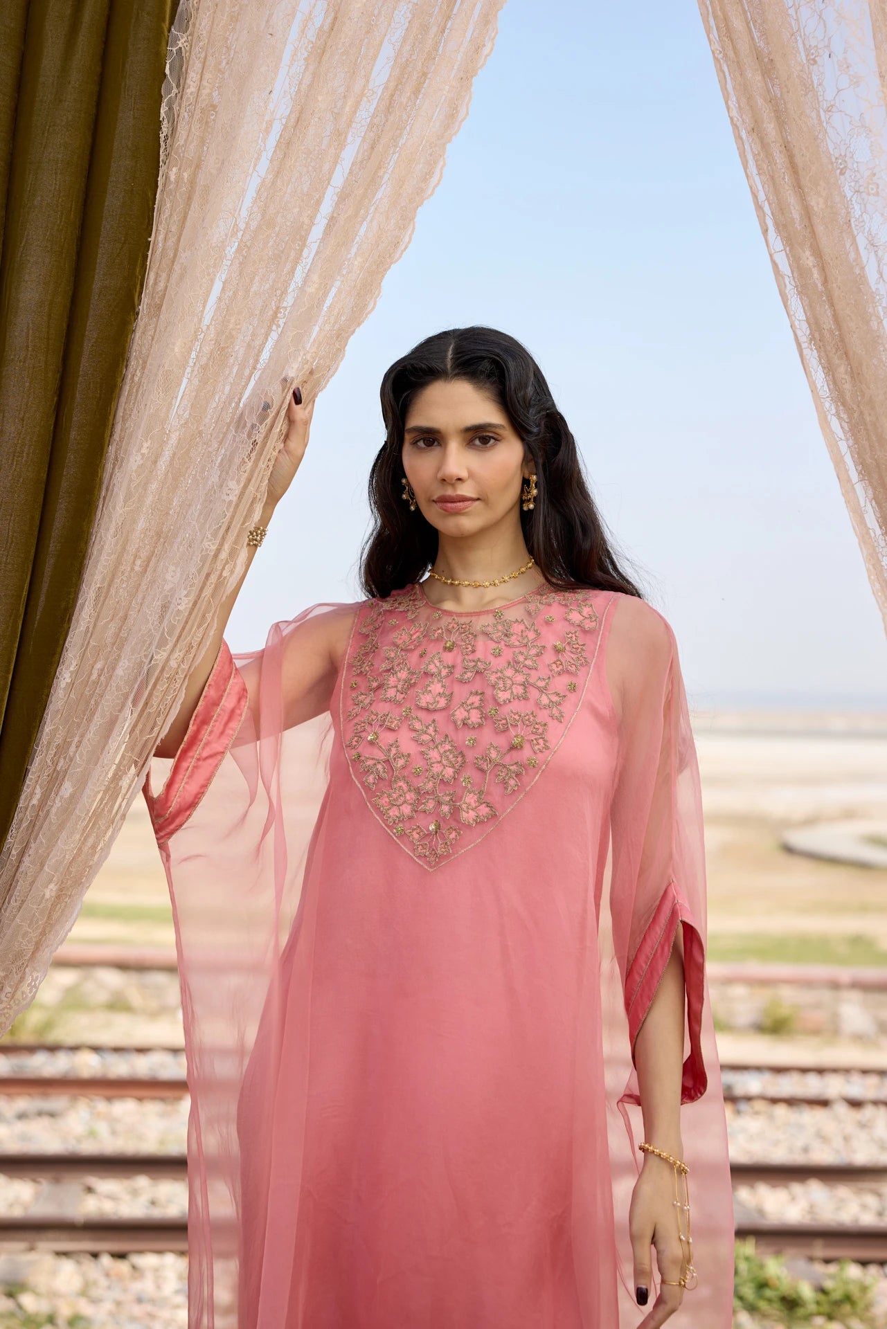 Kaftan Set - Peach Pink