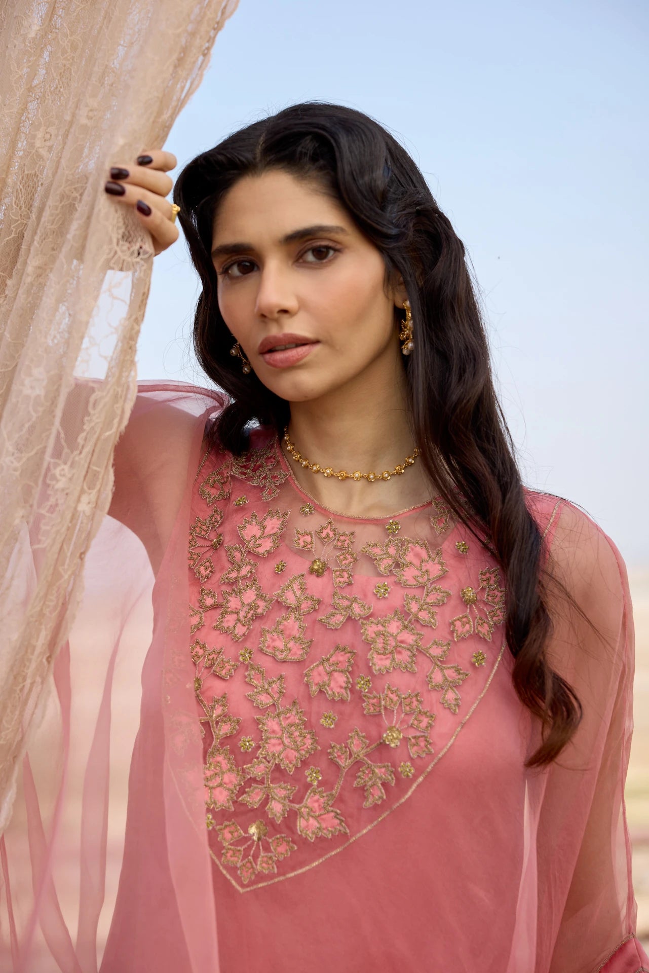 Kaftan Set - Peach Pink