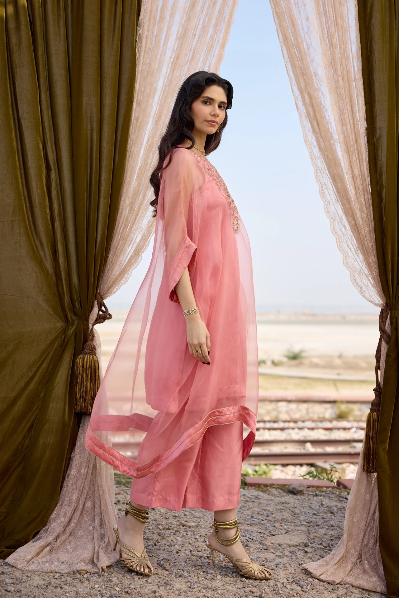 Kaftan Set - Peach Pink