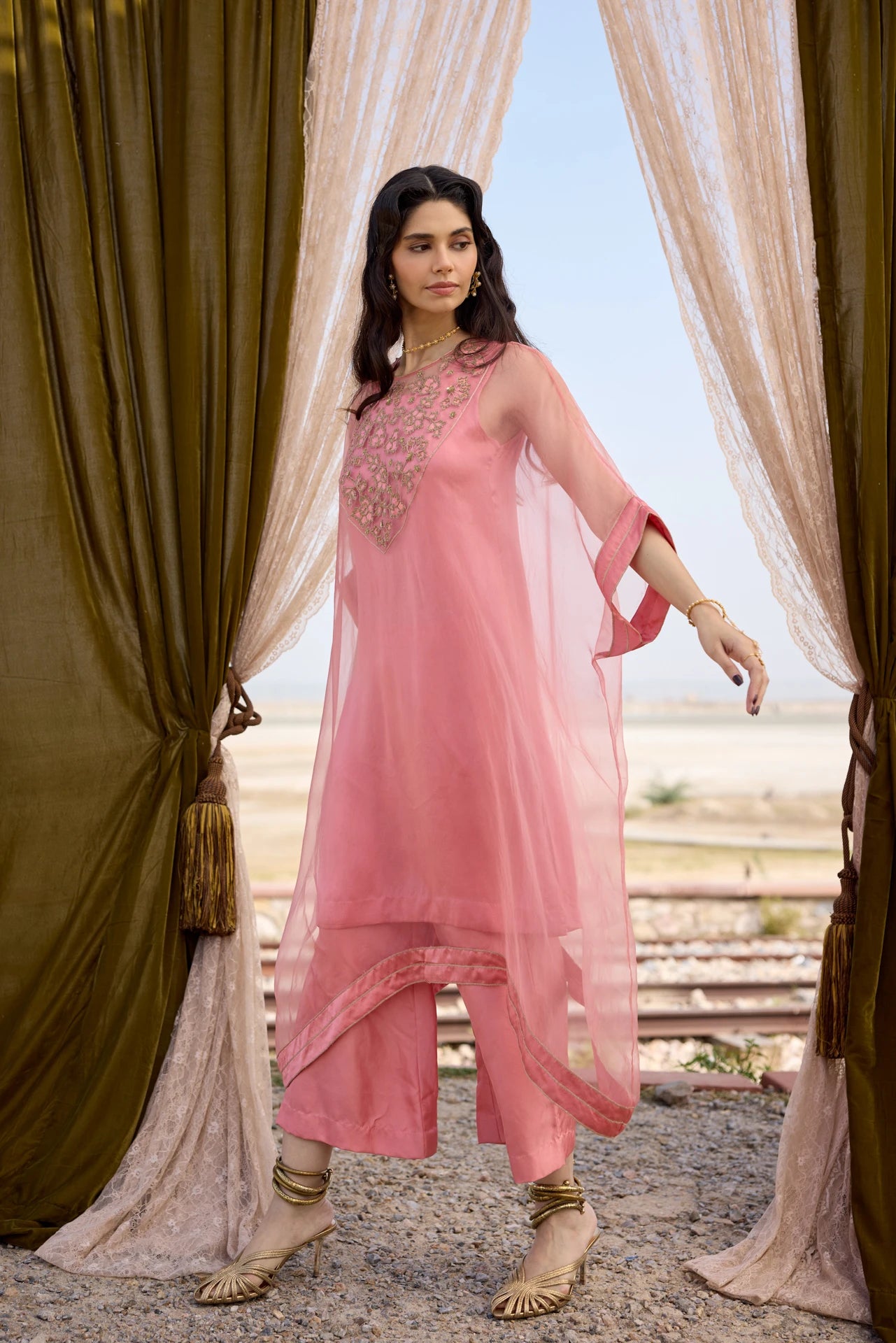 Kaftan Set - Peach Pink