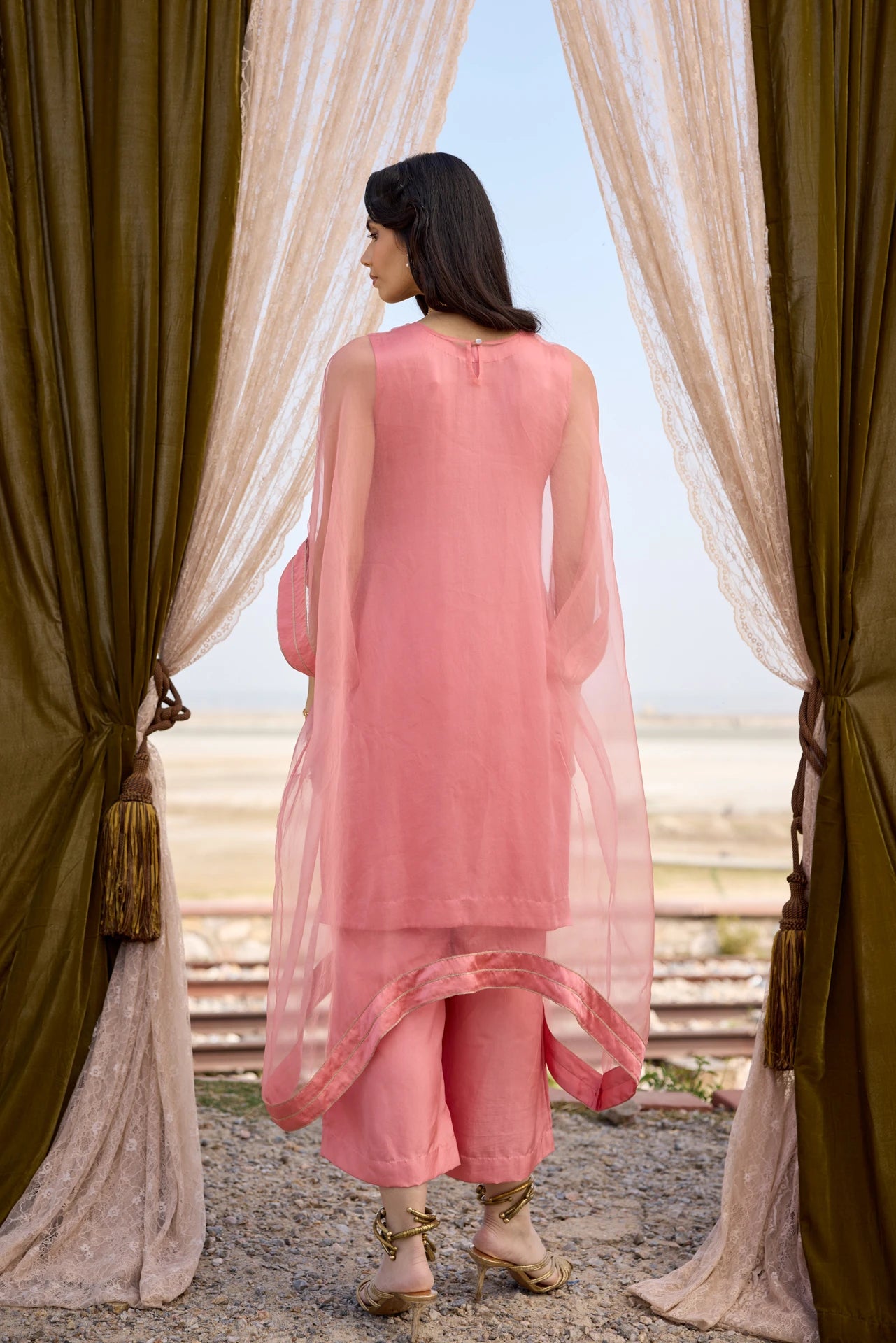 Kaftan Set - Peach Pink