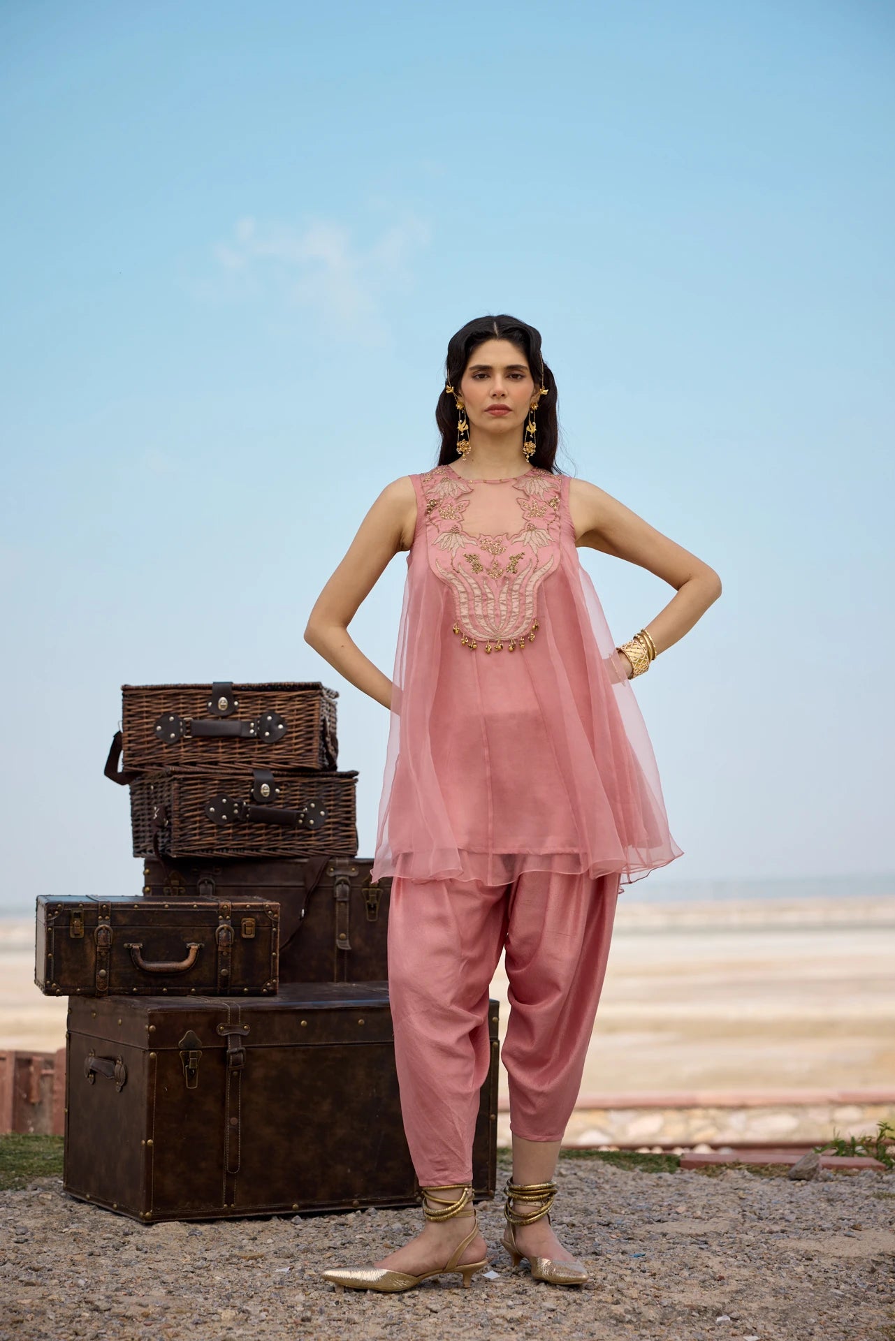 Kalidar Kurta Set - Onion Pink