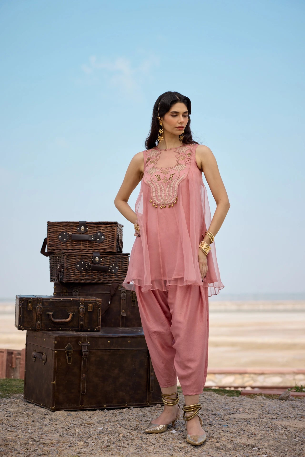 Kalidar Kurta Set - Onion Pink