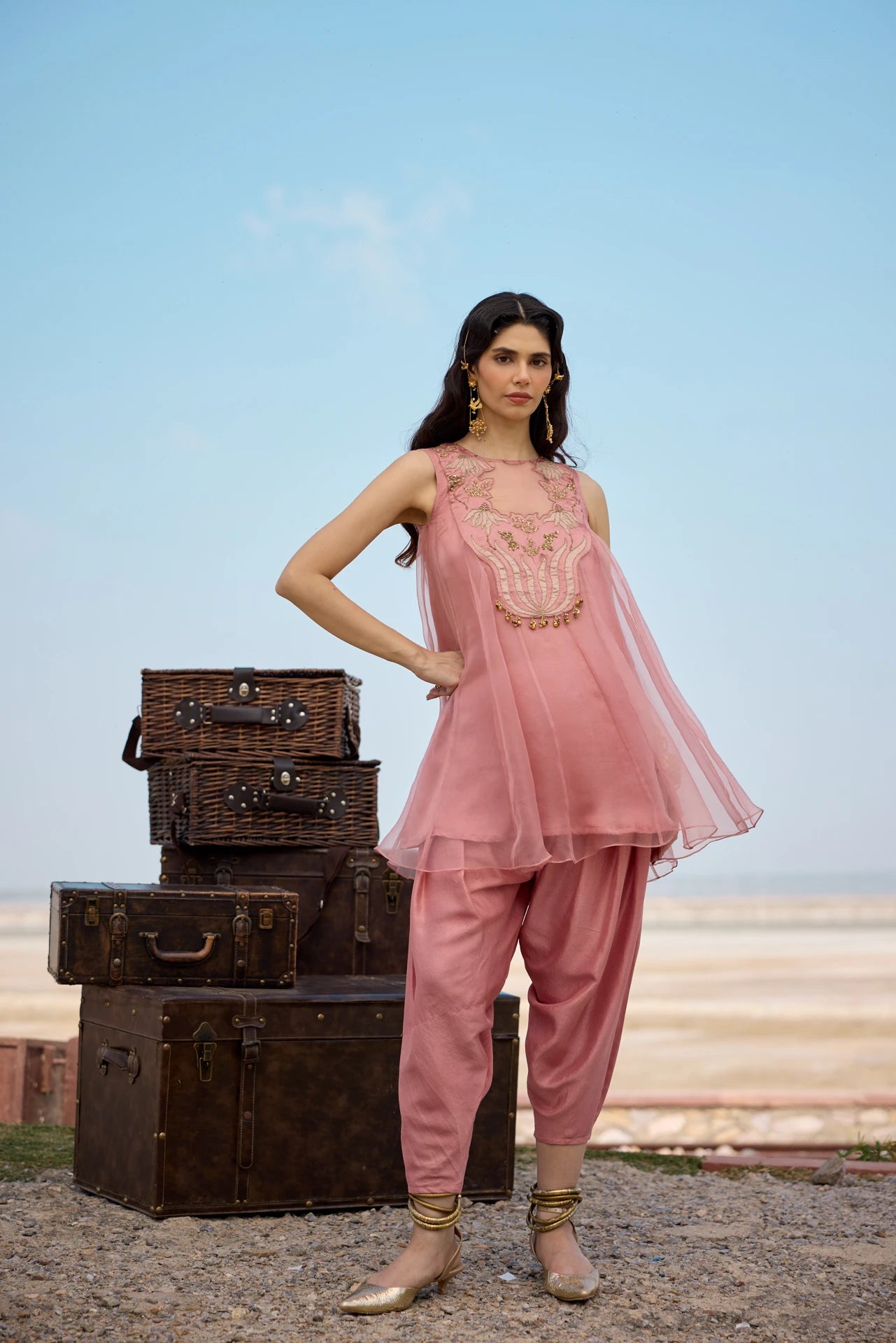 Kalidar Kurta Set - Onion Pink