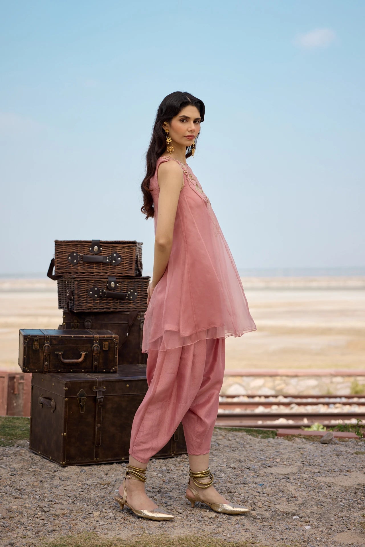 Kalidar Kurta Set - Onion Pink