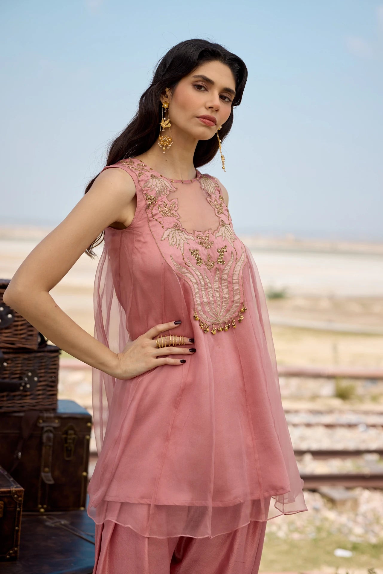 Kalidar Kurta Set - Onion Pink