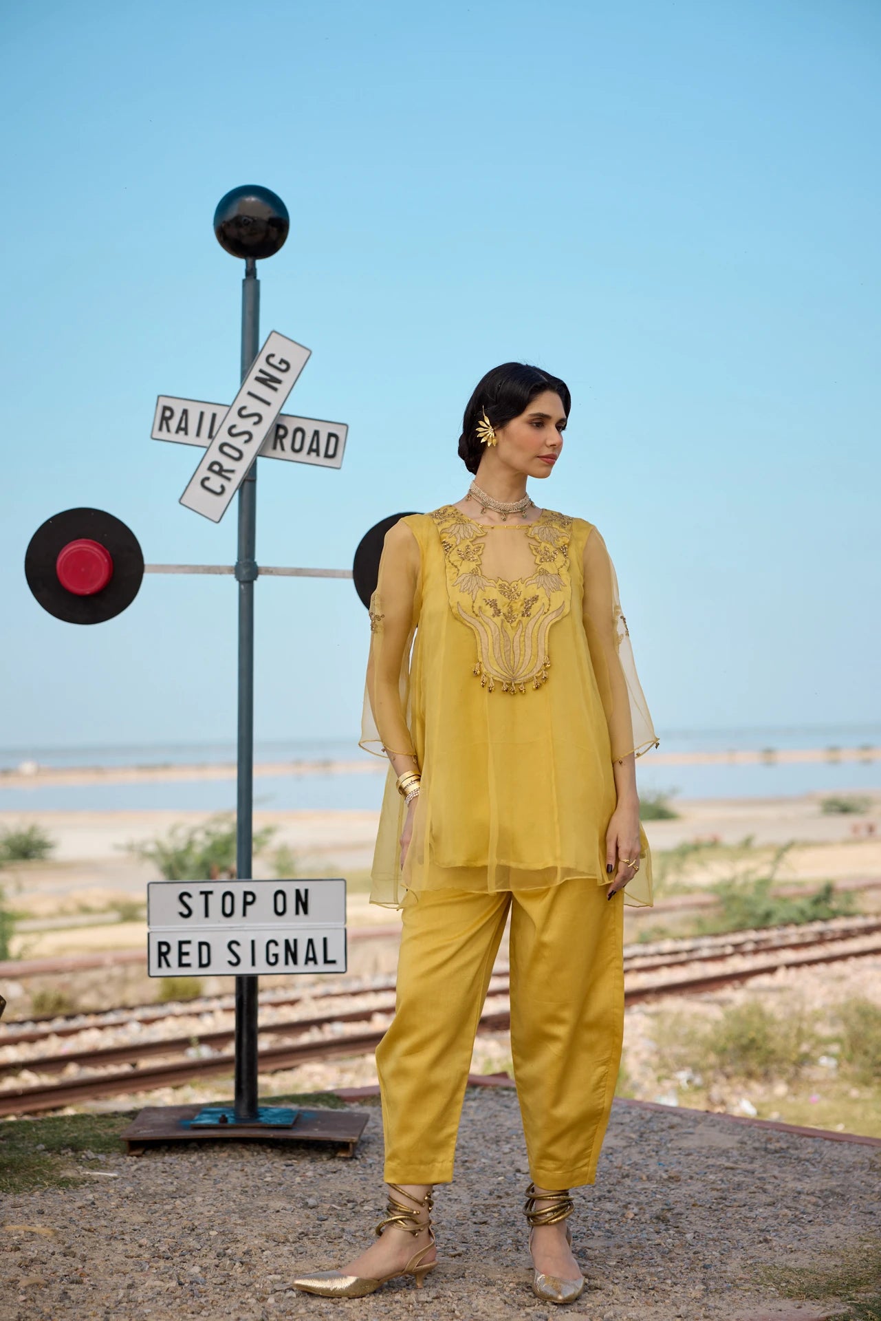 Kalidar Kurta Set - Yellow
