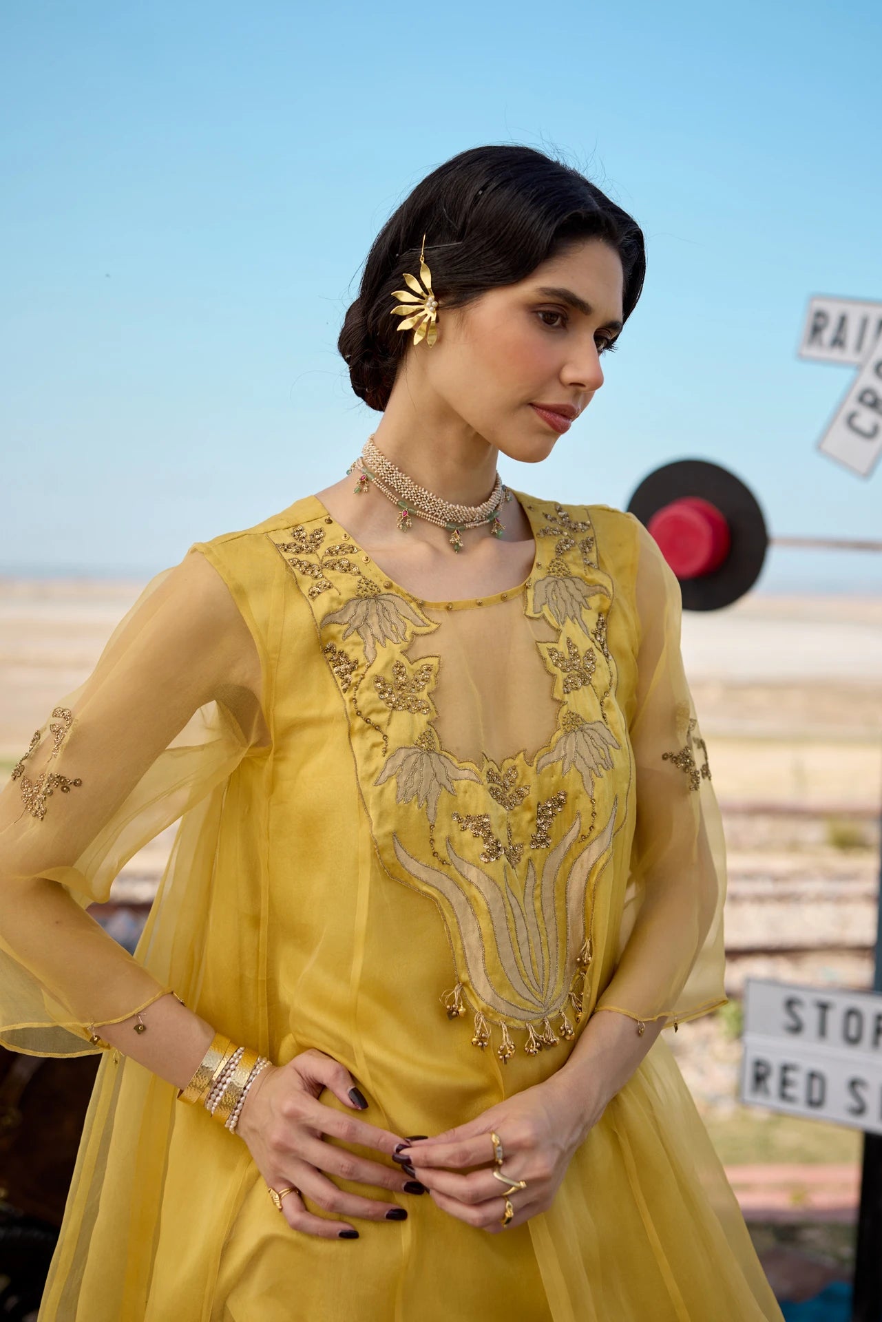 Kalidar Kurta Set - Yellow
