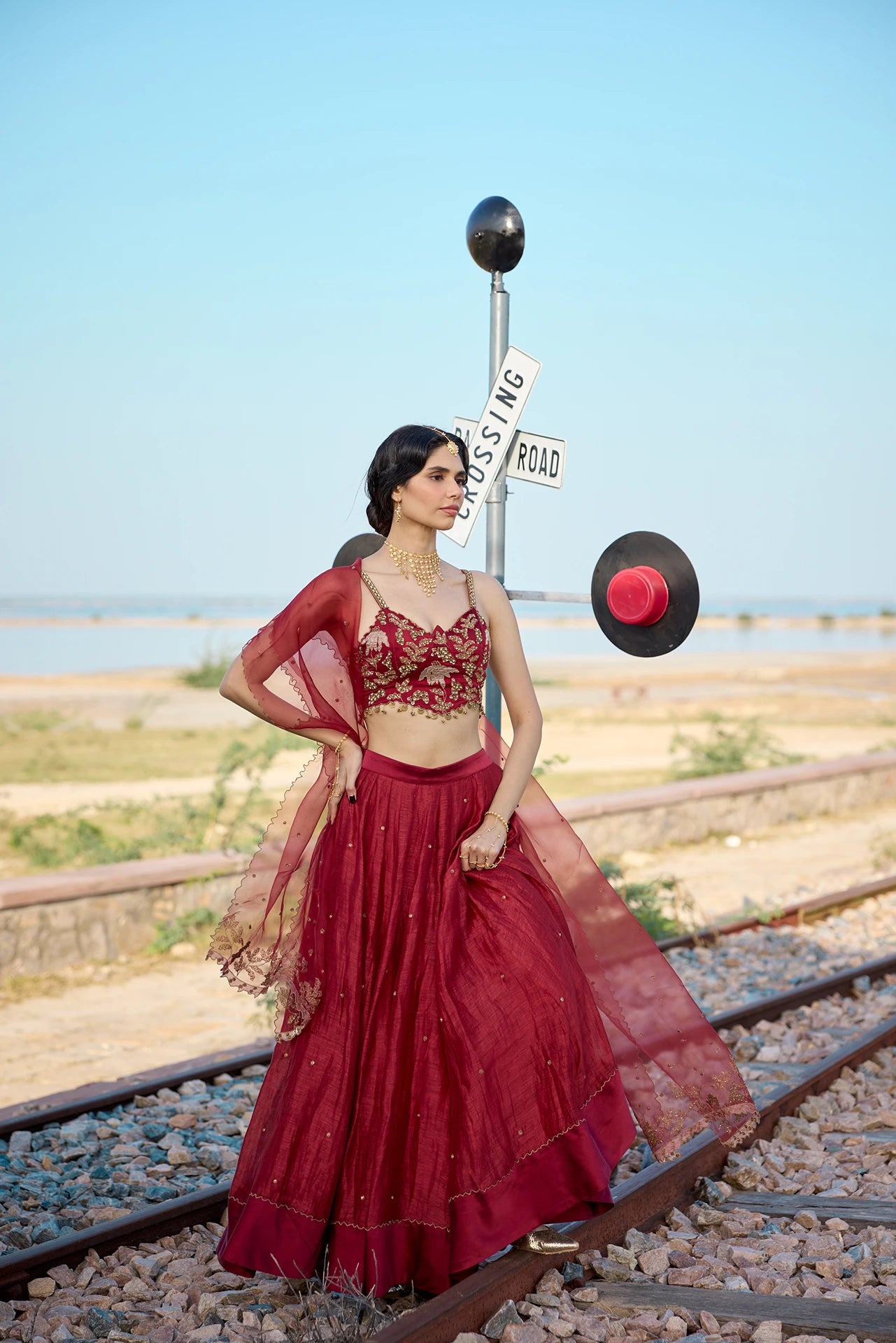 Blouse Set - Deep Red