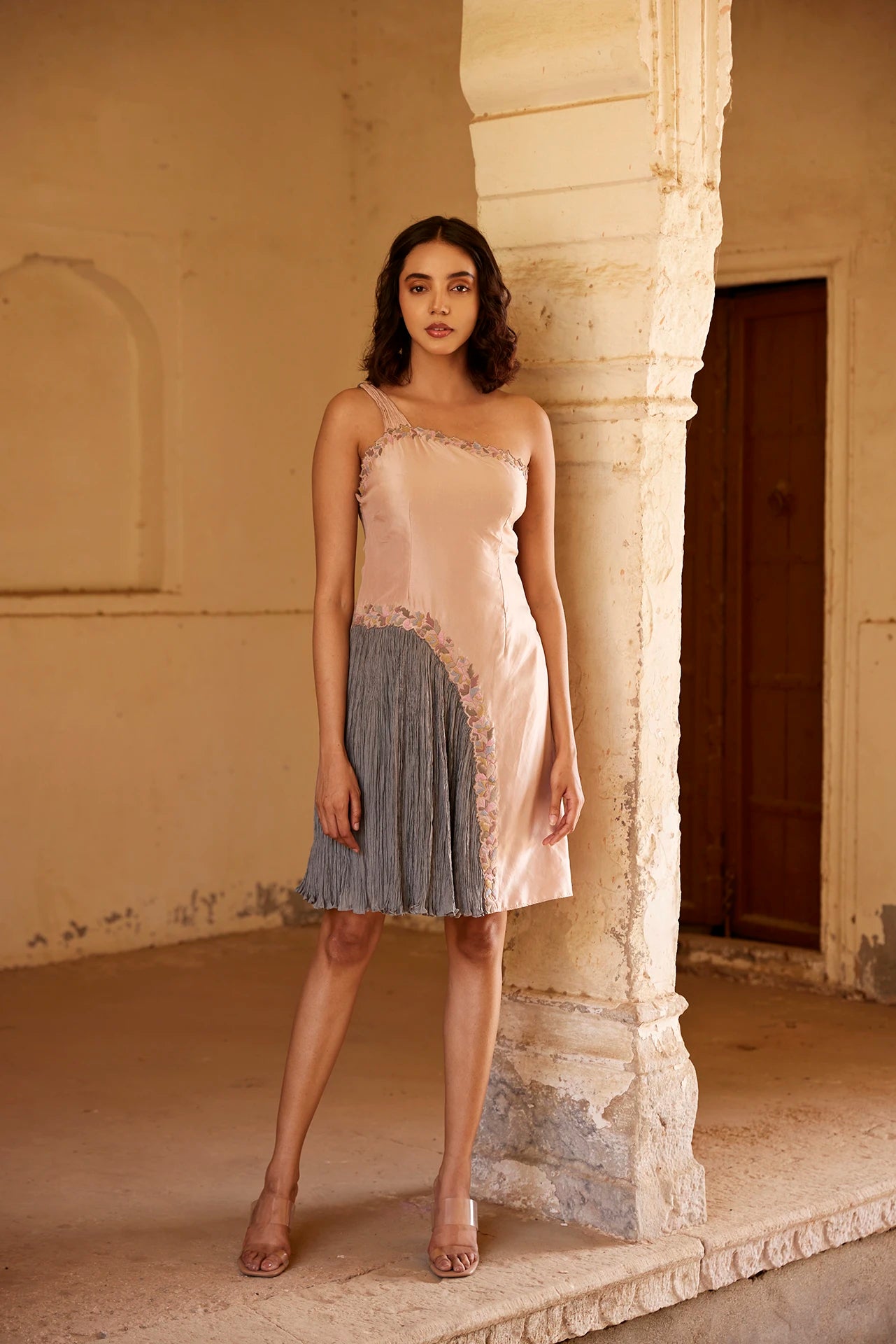 Dress - Blush Pink & Grey