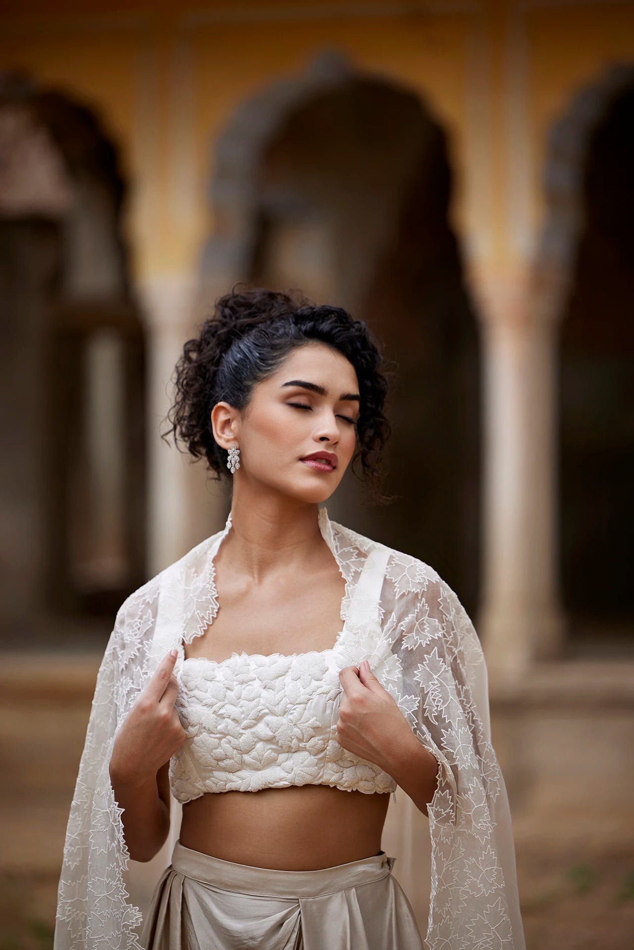 Blouse, Skirt & Cape - Beige