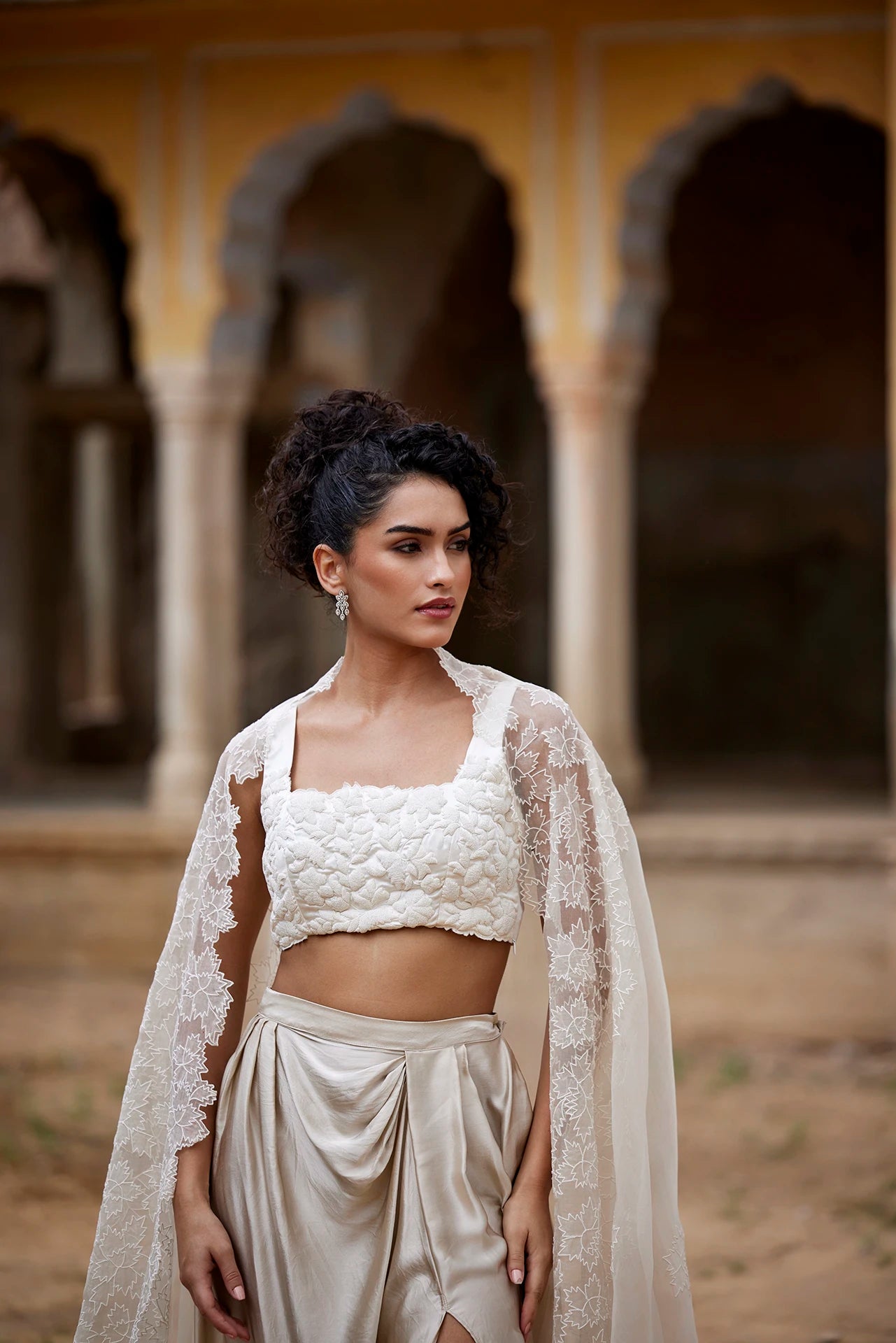 Blouse, Skirt & Cape - Beige