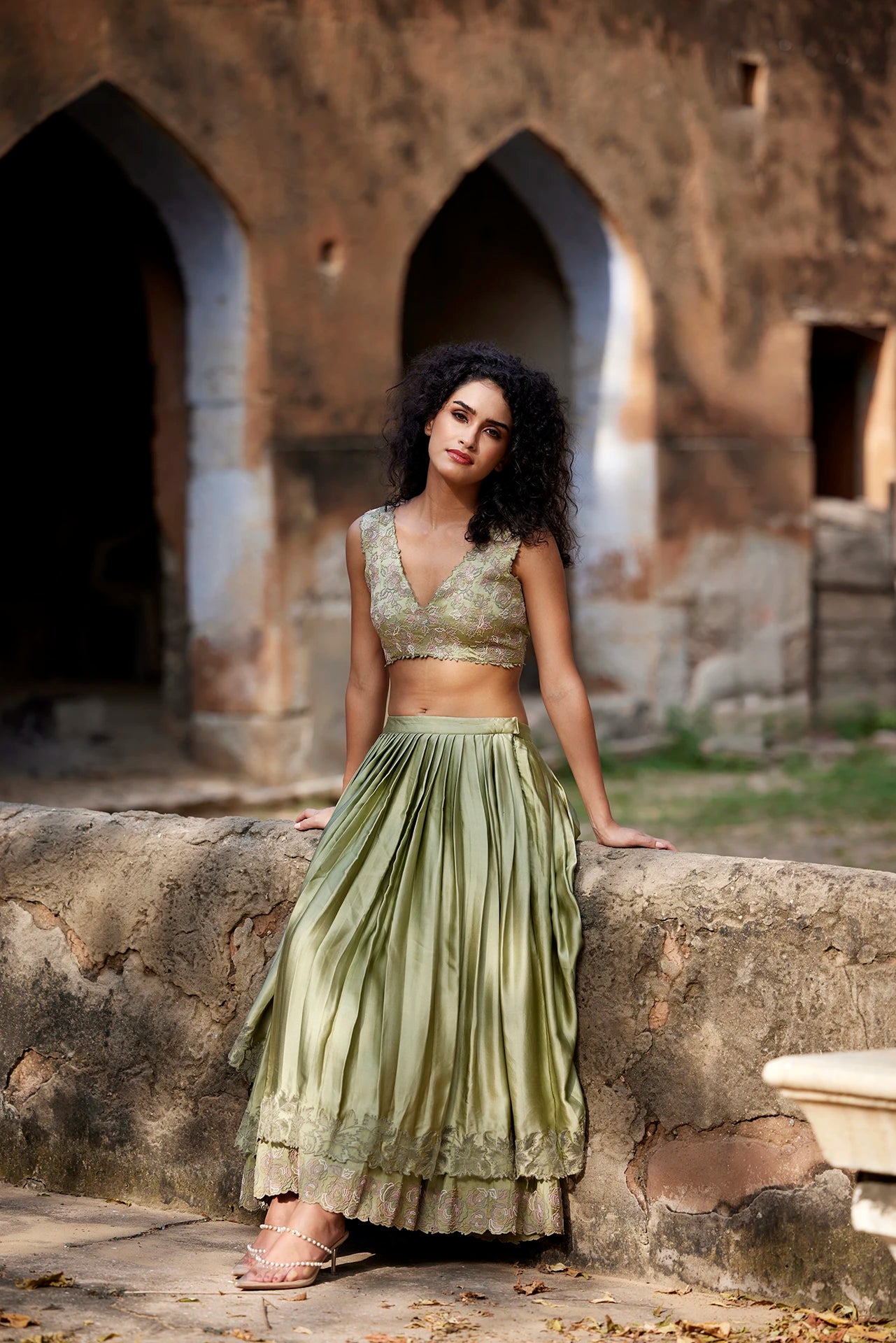 Lehenga - Sage Green