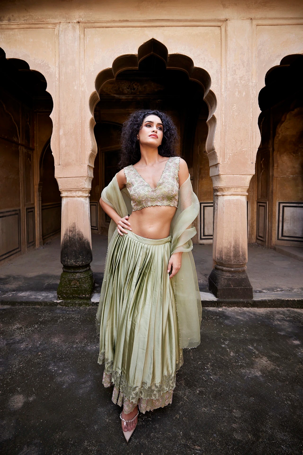 Lehenga - Sage Green