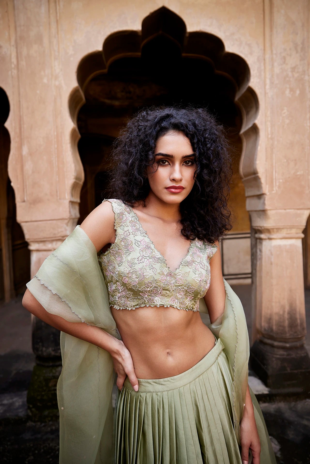 Lehenga - Sage Green