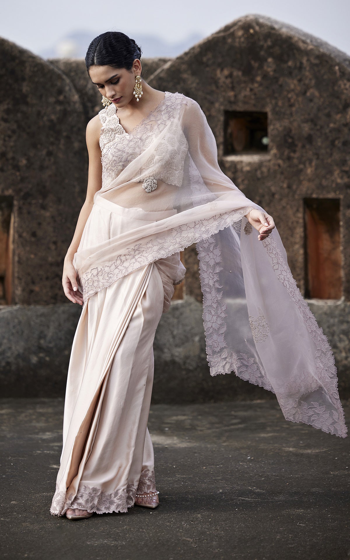 Rose Gold Saree - Pre draped