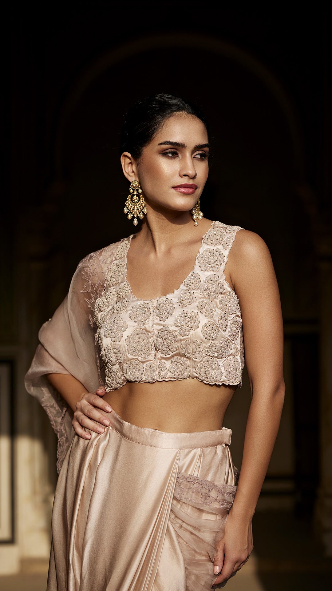 Rose Gold Saree - Pre draped